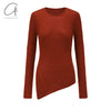 INTO THE EAST 24 Autumn and Winter Wool Blend Asymmetric Knit Top ITE-E1YGAW012RE20TP-HONG Red